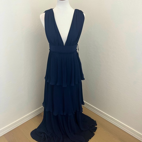 NWT | Lulu Elegant Navy Tiered Maxi Dress - Picture 5 of 7